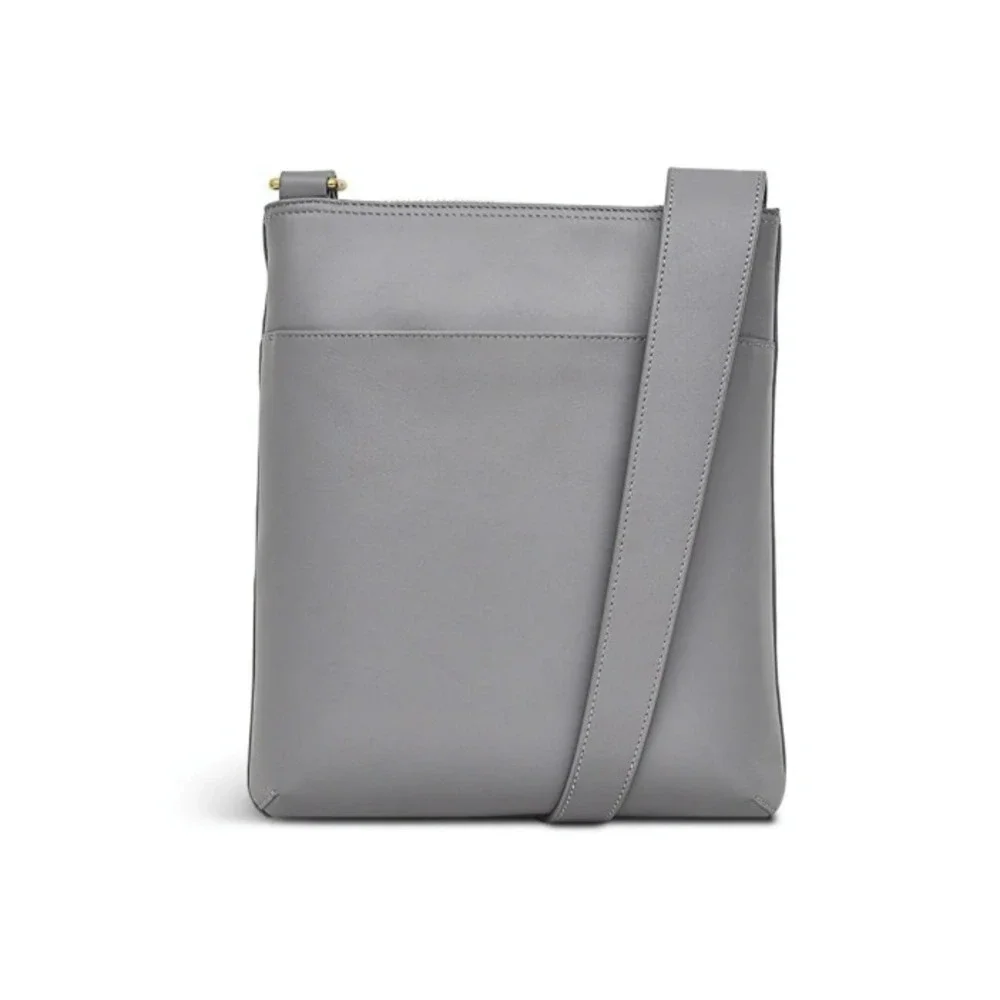 Radley London NWT Pockets Icon Crossbody/Messenger Bag Gray Smooth Leather